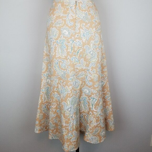Pretty Feminine Midi Length Mint & Cream Floral Print A Line Skirt Ladies Size 6 - Picture 4 of 6